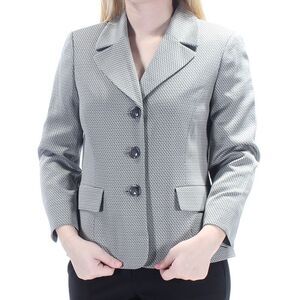 LE SUIT Womens Gray Collared Wear To Work Blazer Jacket 4